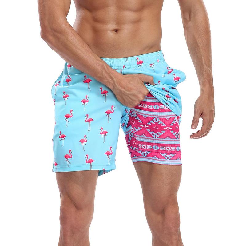Men's Swim Trunks with Compression Liner - Quick Dry Athletic Swimming Shorts